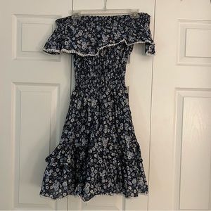off the shoulder Floral ruffle dress